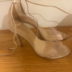 Schutz beige and clear heels